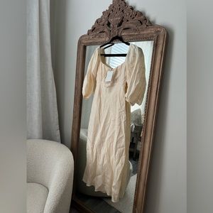 LILAH LINEN MIDI DRESS Muted Yellow Butter size 4 new with tags